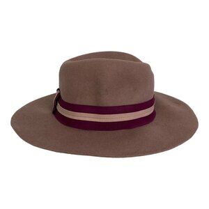 Nordstrom 100% Wool Felt Fedora Hat Rose Pink Adjustable Ribbon Felted Wide Brim